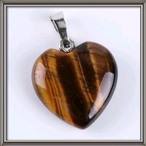 Tiger's eye heart sterling silver chain, natural